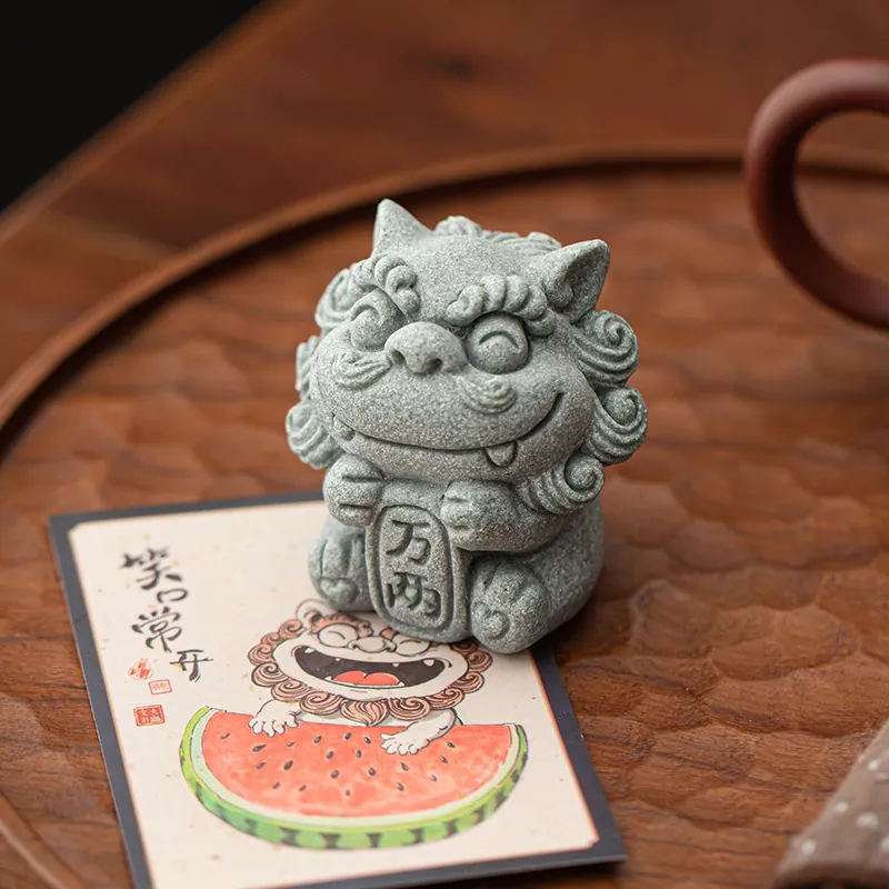 Creative Sandstone Lion Tea Pet Wholesale Desktop Decor Figurine
