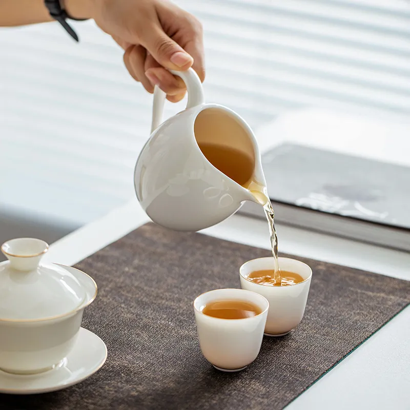 Dehua White Porcelain Fairness Pitcher Gold Rim Gongfu Tea Server