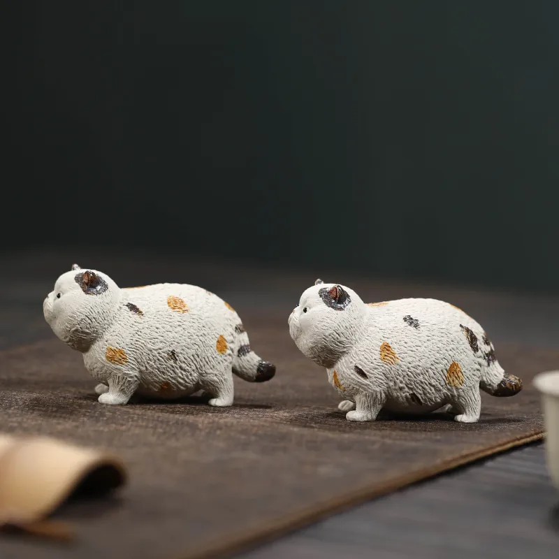 Factory Direct Yixing Zisha Lucky Cat Tea Pet Handmade Gongfu Tea Accessory