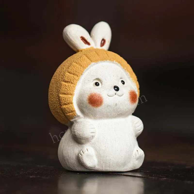 Handmade Ceramic Rabbit Tea Pet Japanese Style Cute Zodiac Teaware Decor