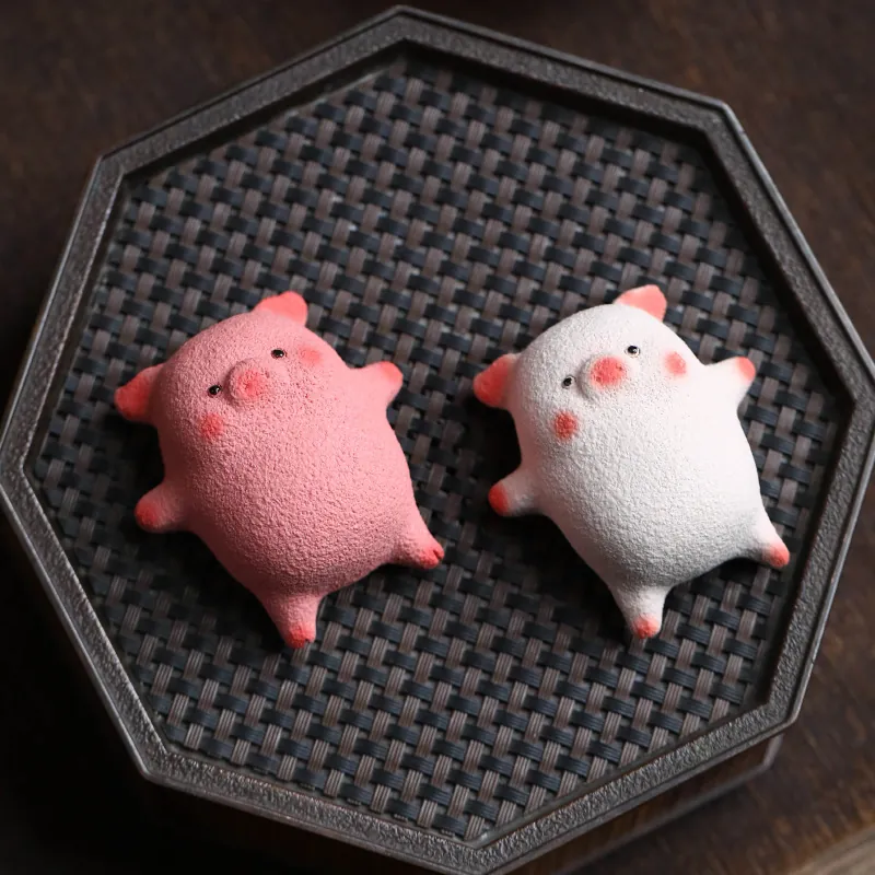 Handmade Yixing Clay Pig Tea Pet Cute Zodiac Pig Teaware Table Decor