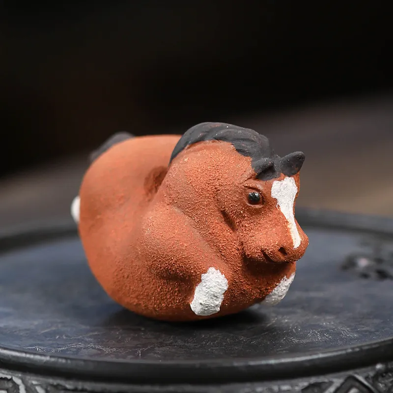 Handmade Yixing Clay Tea Pet Zodiac Horse Rocking Tang Horse Decor