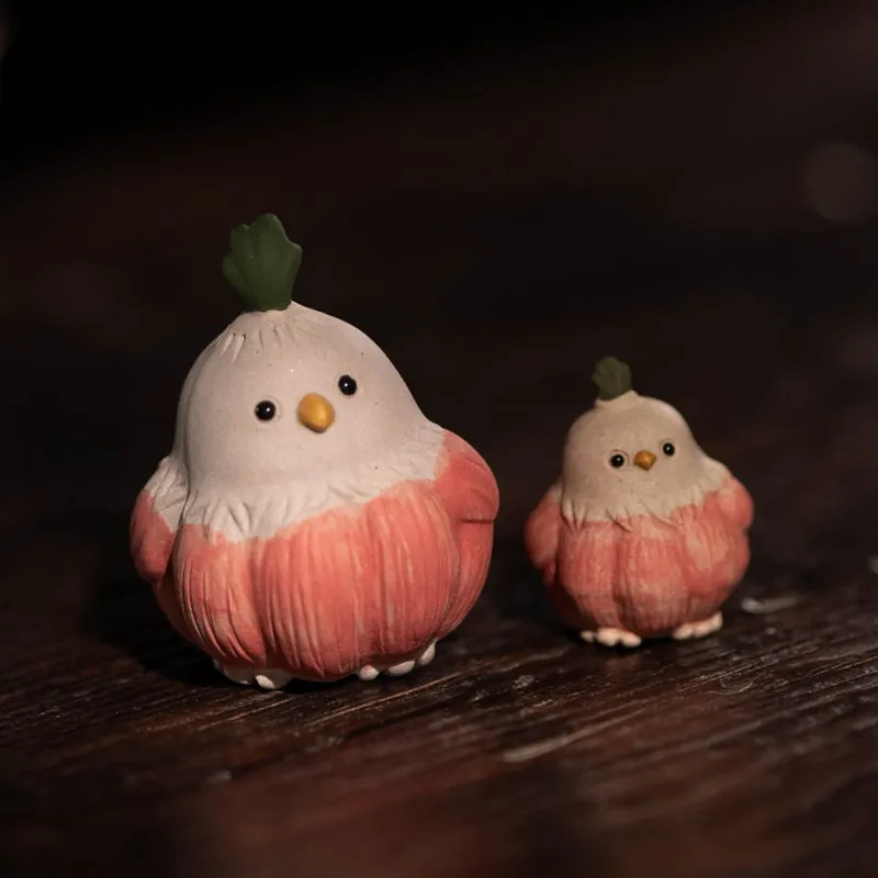 Handmade Yixing Purple Clay Garlic Bird Tea Pet Decorative Tea Accessory