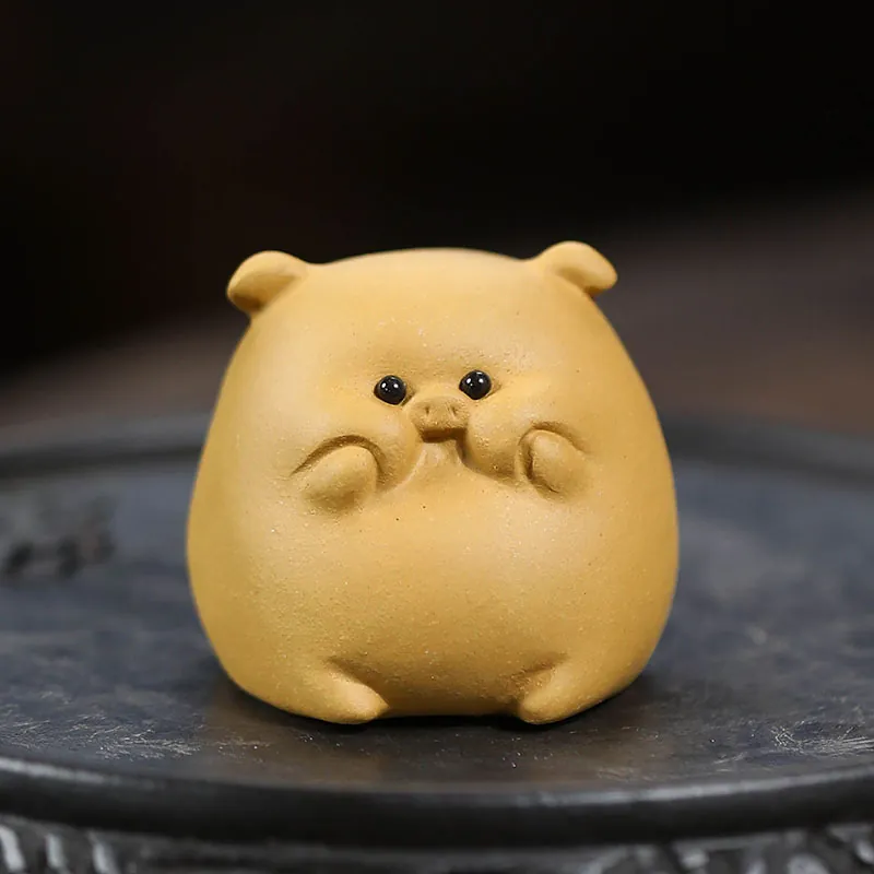 Handmade Yixing Zisha Pig Tea Pet Figurine Wholesale Tea Table Accessory