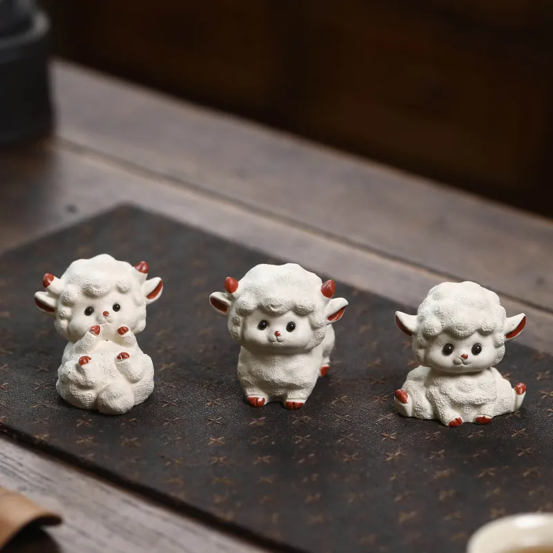 Handmade Yixing Zisha Sheep Tea Pet Cute Collectible Teaware Decor