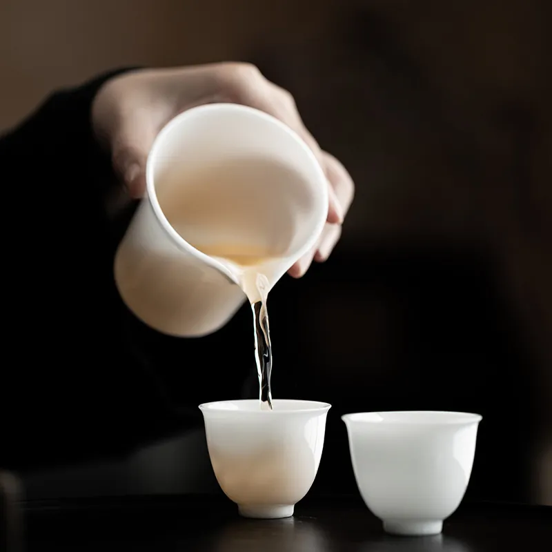 Ice Jade Porcelain Bell Teacup Chinese Ceramic Tasting Cup Gift Box Set