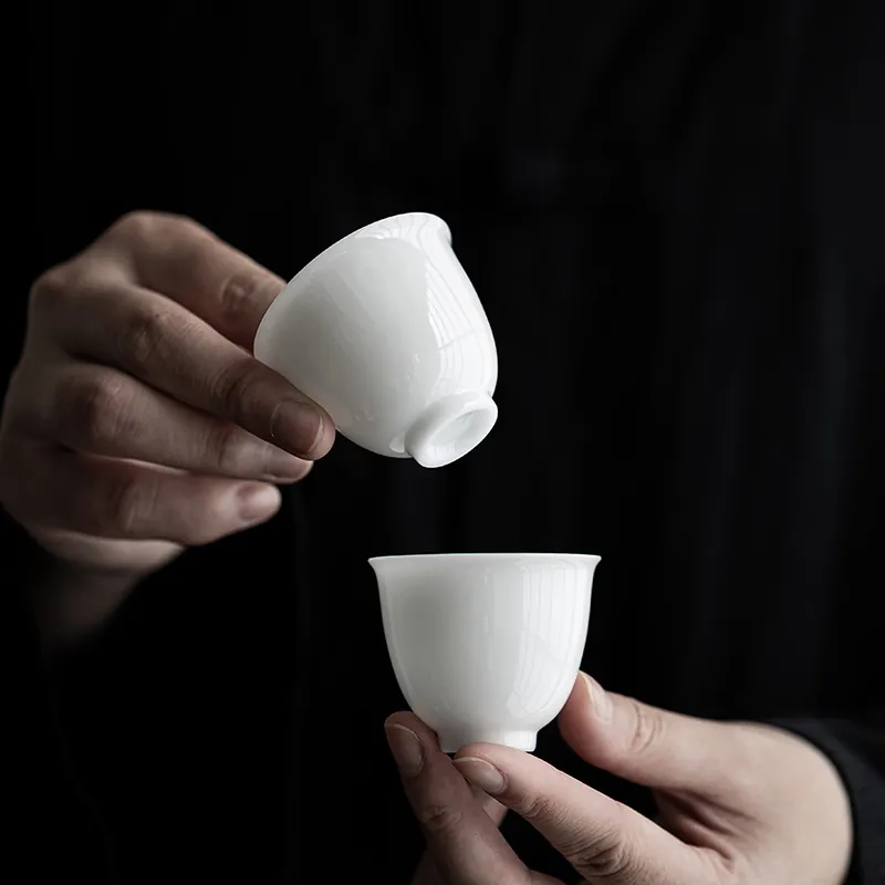 Ice Jade Porcelain Bell Teacup Chinese Ceramic Tasting Cup Gift Box Set 2 Ice Jade Porcelain Bell Teacup Chinese Ceramic Tasting Cup Gift Box Set - Image 2