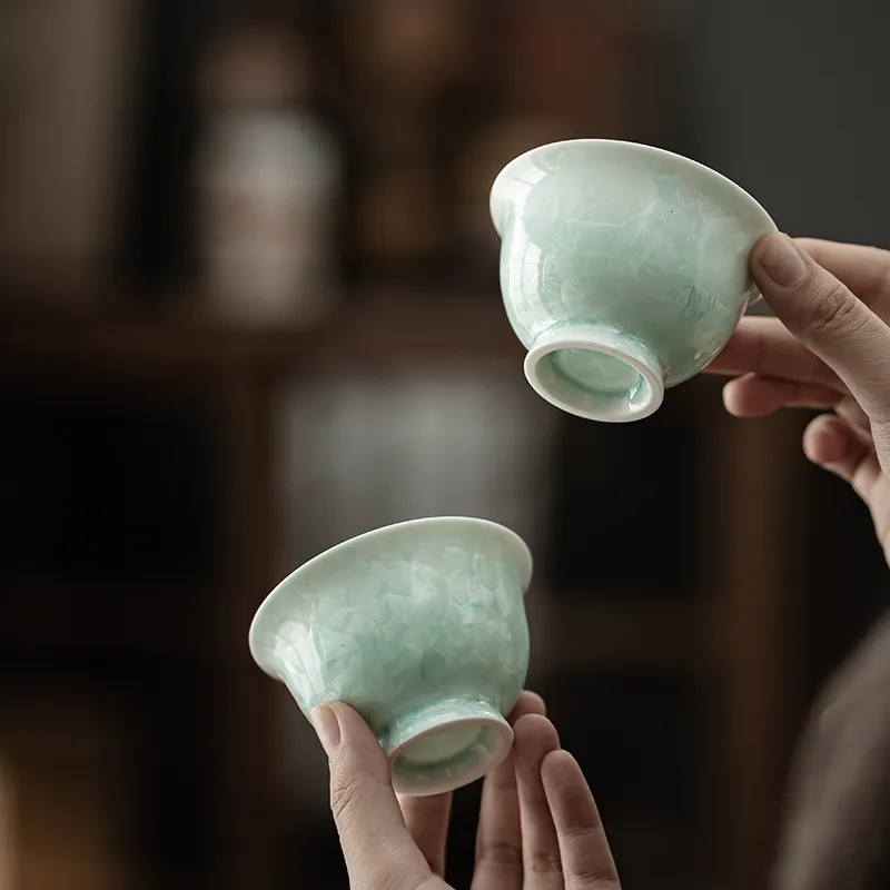 Kiln Changed Crystalline Ceramic Gongfu Tea Tasting Cup Gift Box Set