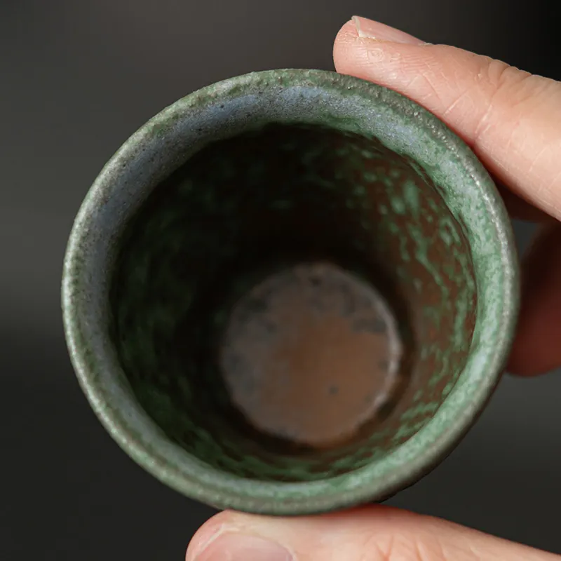 Kongjizhai Peacock Blue Rivet Repaired Handmade Gold Fleck Tasting Cup 2 Kongjizhai Peacock Blue Rivet Repaired Handmade Gold Fleck Tasting Cup - Image 2