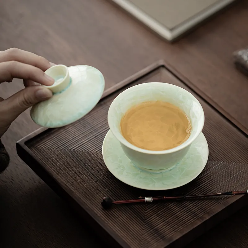 Large Kiln Changed Crystalline Gaiwan Gongfu Tea Cup Gift Boxed