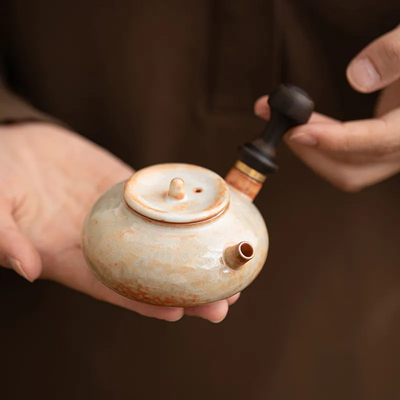 Shino Ware Side Handle Ceramic Teapot with Filter Bulk Gift Box