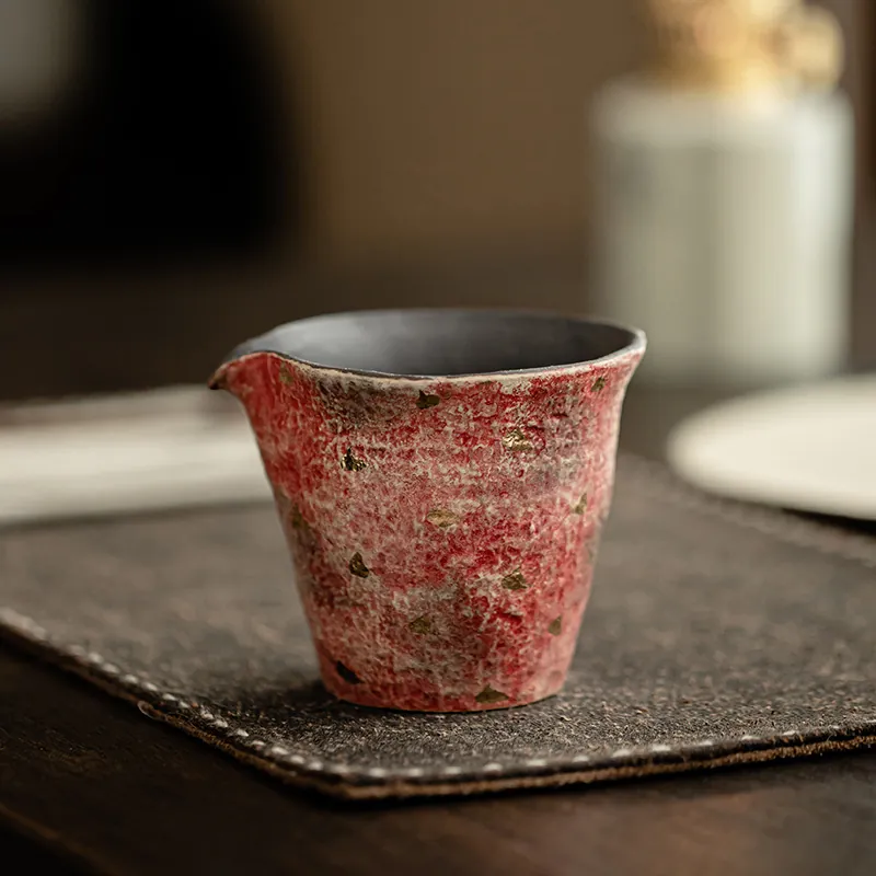 Vintage Gold Accent Ceramic Fairness Pitcher Commercial Gongfu Teaware Cup