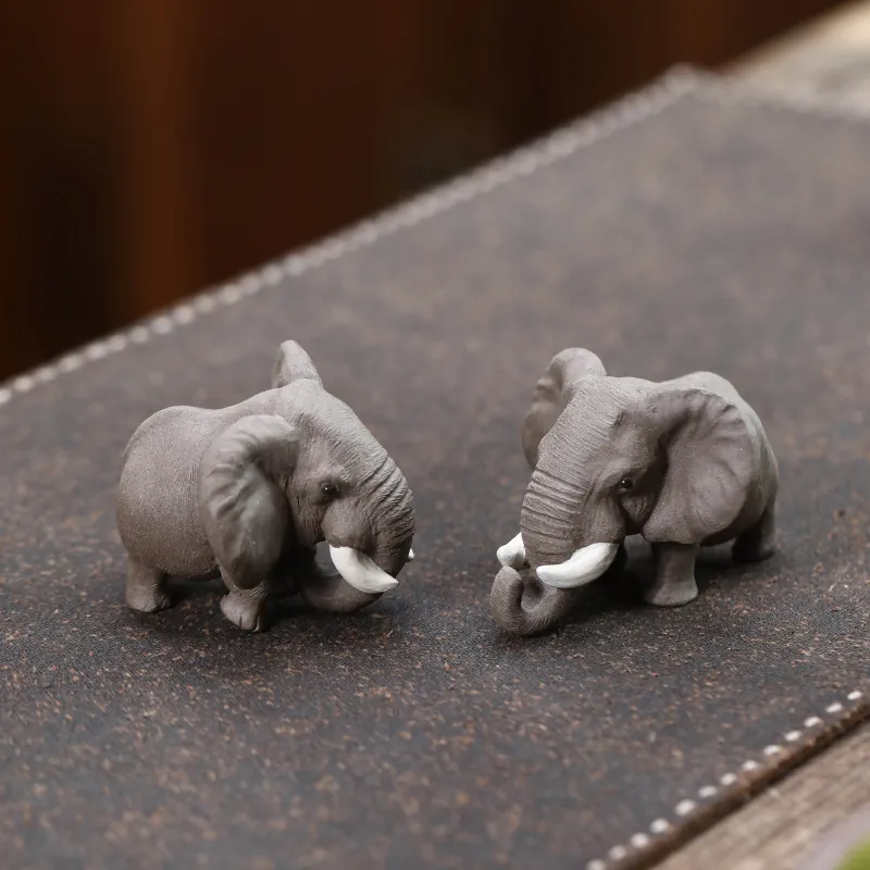 Yixing Zisha Elephant Tea Pet Figurine Commercial Tea Ceremony Accessory