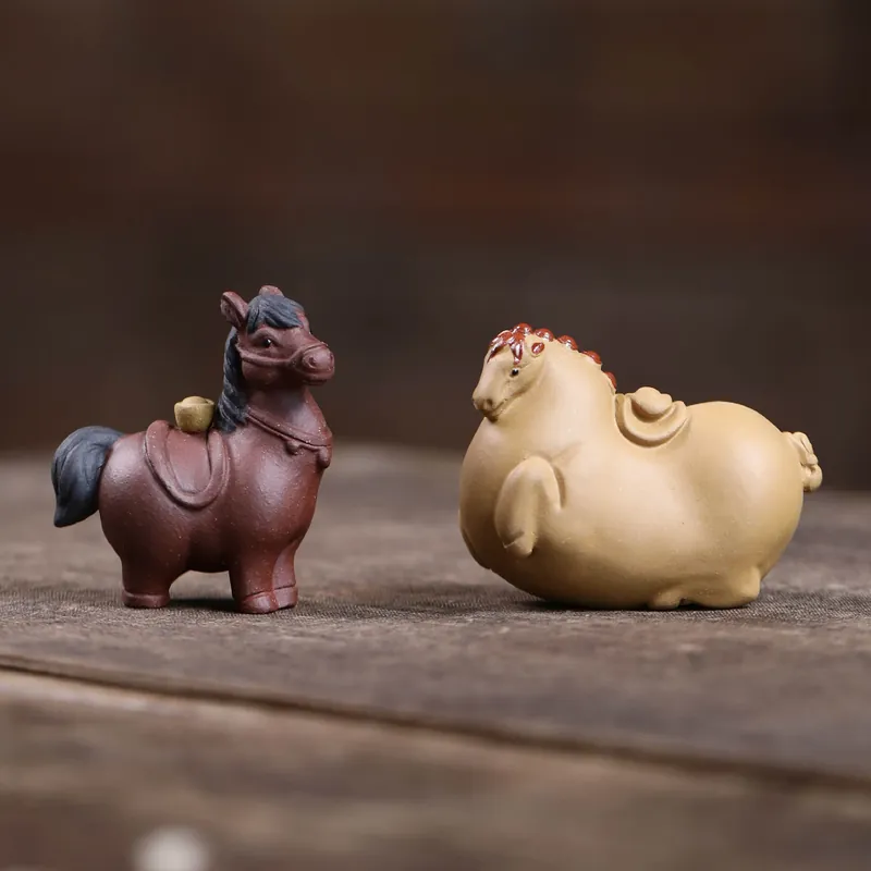 Yixing Zisha Horse Tea Pet Twelve Zodiac Tea Table Decor Wholesale