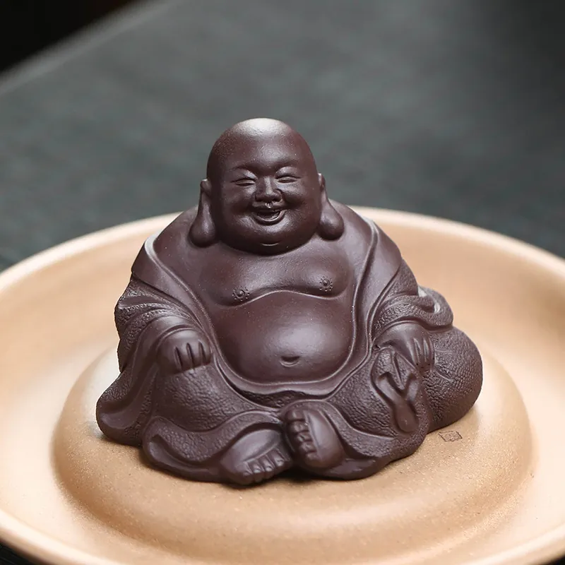 Yixing Zisha Maitreya Buddha Tea Pet Commercial Ceramic Figurine Decor