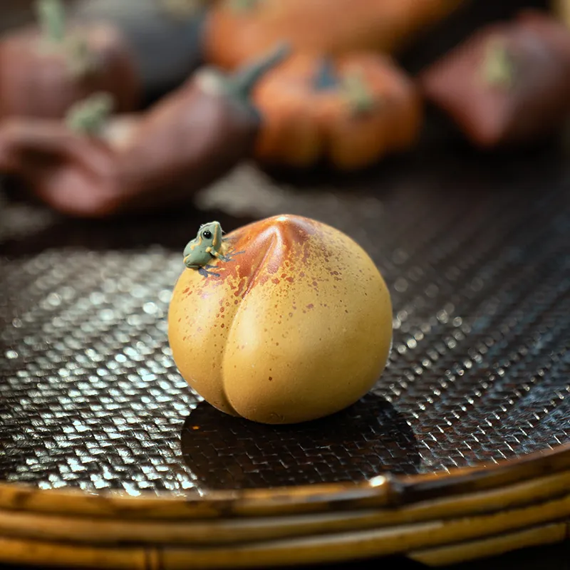 Yixing Zisha Water Spouting Frog Tea Pet Pumpkin Fruit Tea Accessory Decor 2 Yixing Zisha Water Spouting Frog Tea Pet Pumpkin Fruit Tea Accessory Decor - Image 2